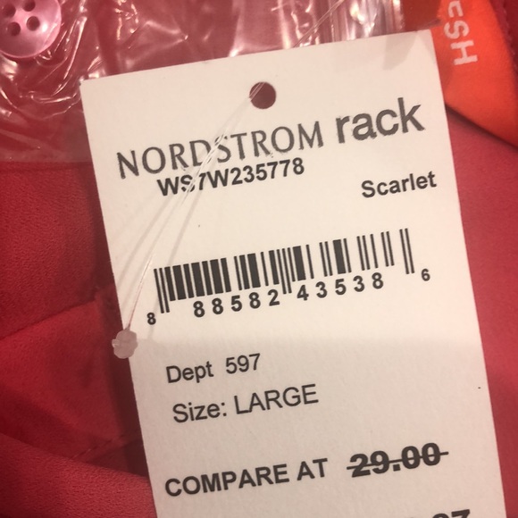 NWT Joe Fresh Cap Sleeve Button front Blouse Size Large—Hot pink - Picture 9 of 9